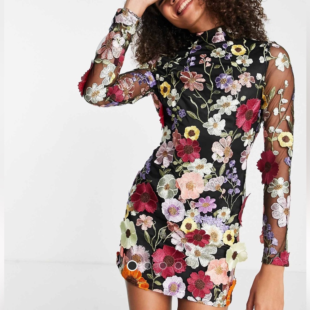 Amy Lynn Floral Embroidery Backless Mini Dress